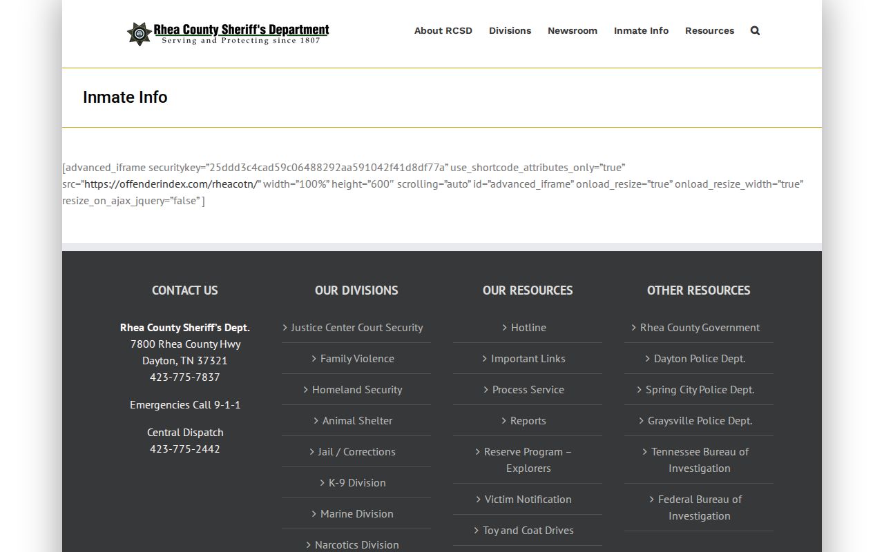 Rhea County recent arrests official inmate page