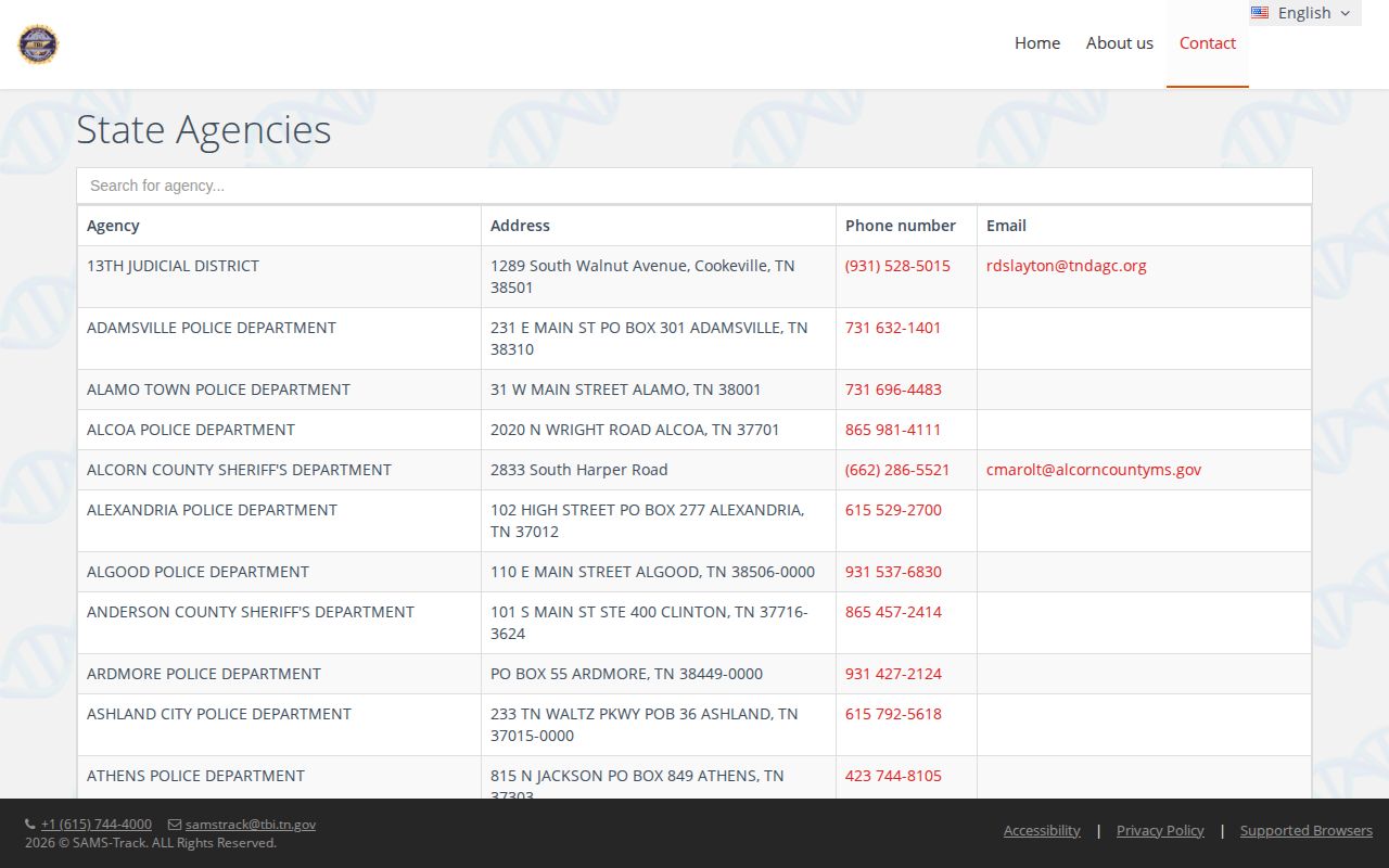 TBI directory verification for Graysville arrest records