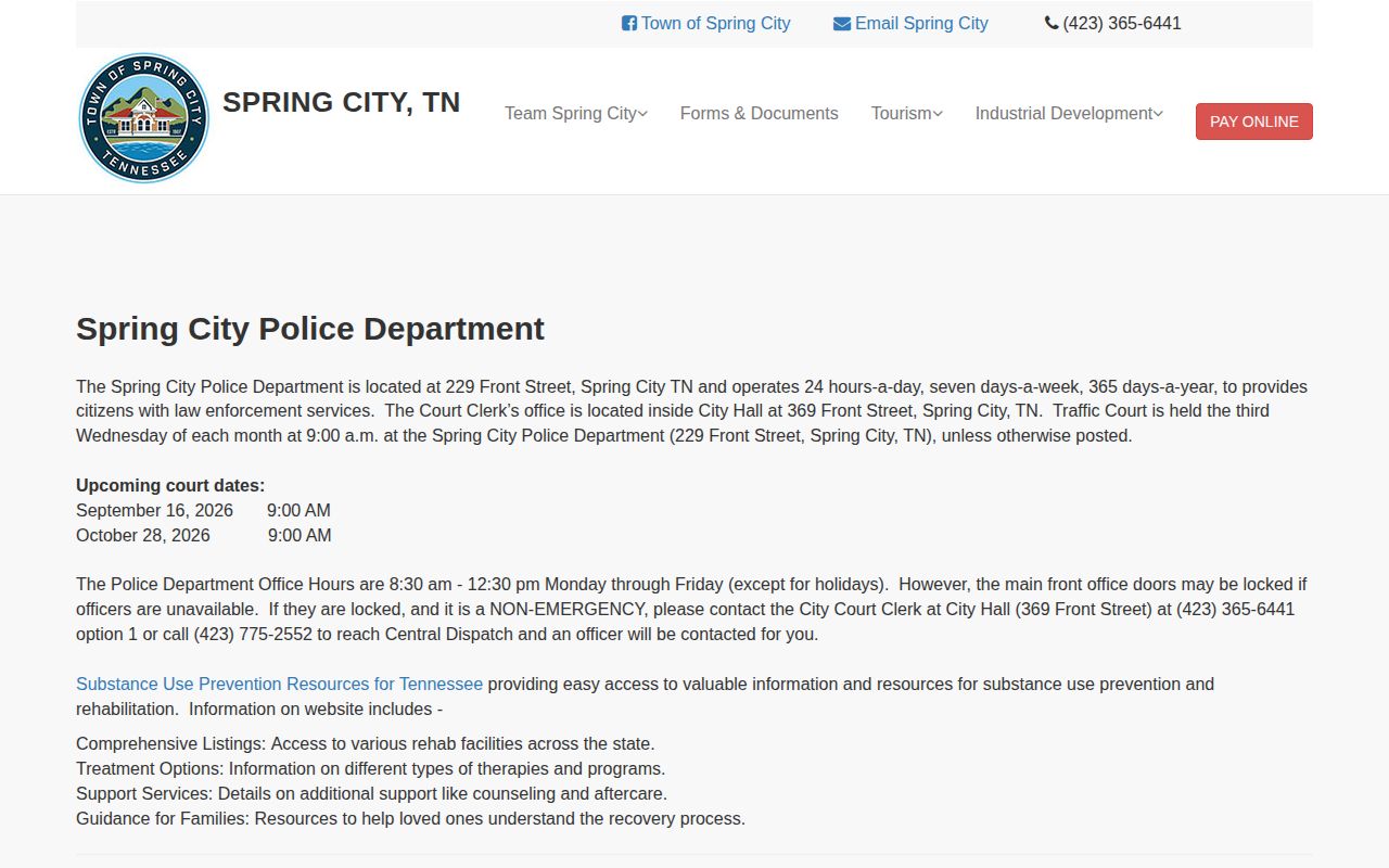 Spring City recent arrests police information